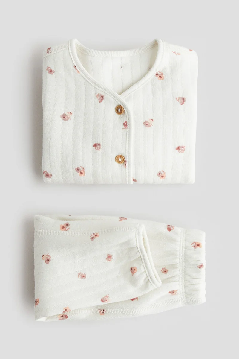 اتش اند ام طقم من قطعتين من قماش الجيرسيه المبطن